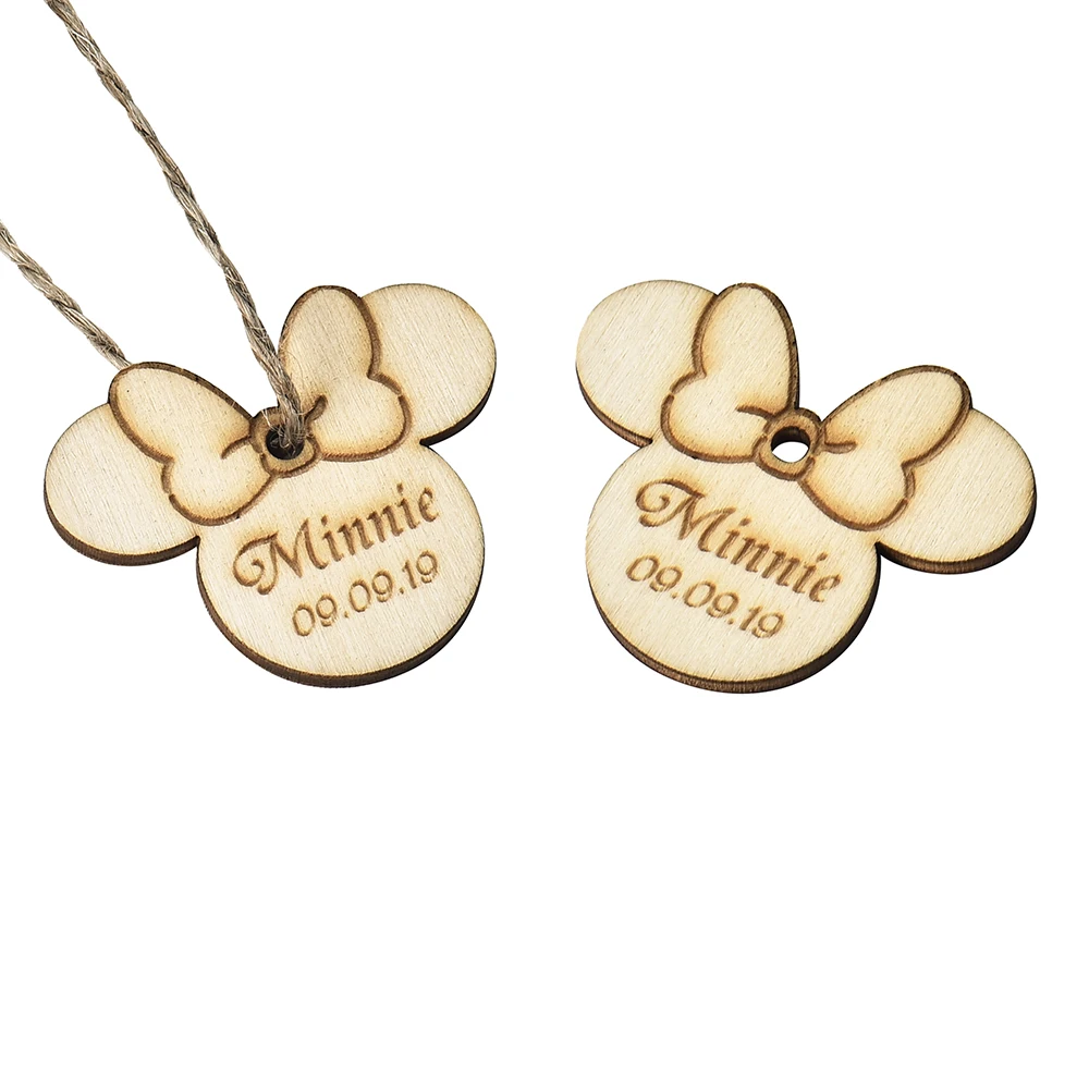 100 шт Персонализированная гравировка на дереве деревянная именная открытка мышь
