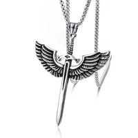 1pcs cross necklace pendant fashion mens knight sword silver necklace jewelry