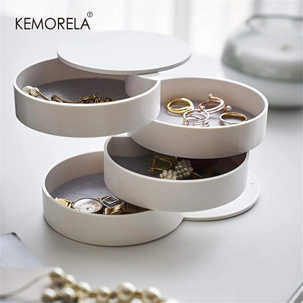 Шкатулка для хранения ювелирных изделий женщин модный 4 слойный вращающийся