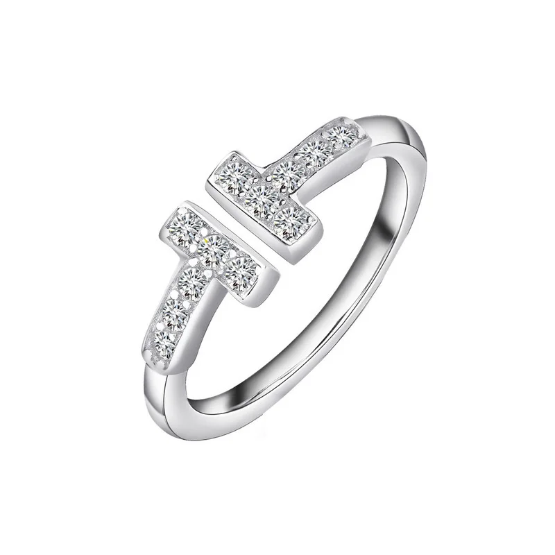 

Trendy 925 Sterling Silver Crystal Adjustable Rings For Women Girls Wedding Engagement Fashion Jewelry Best Gift For Lover
