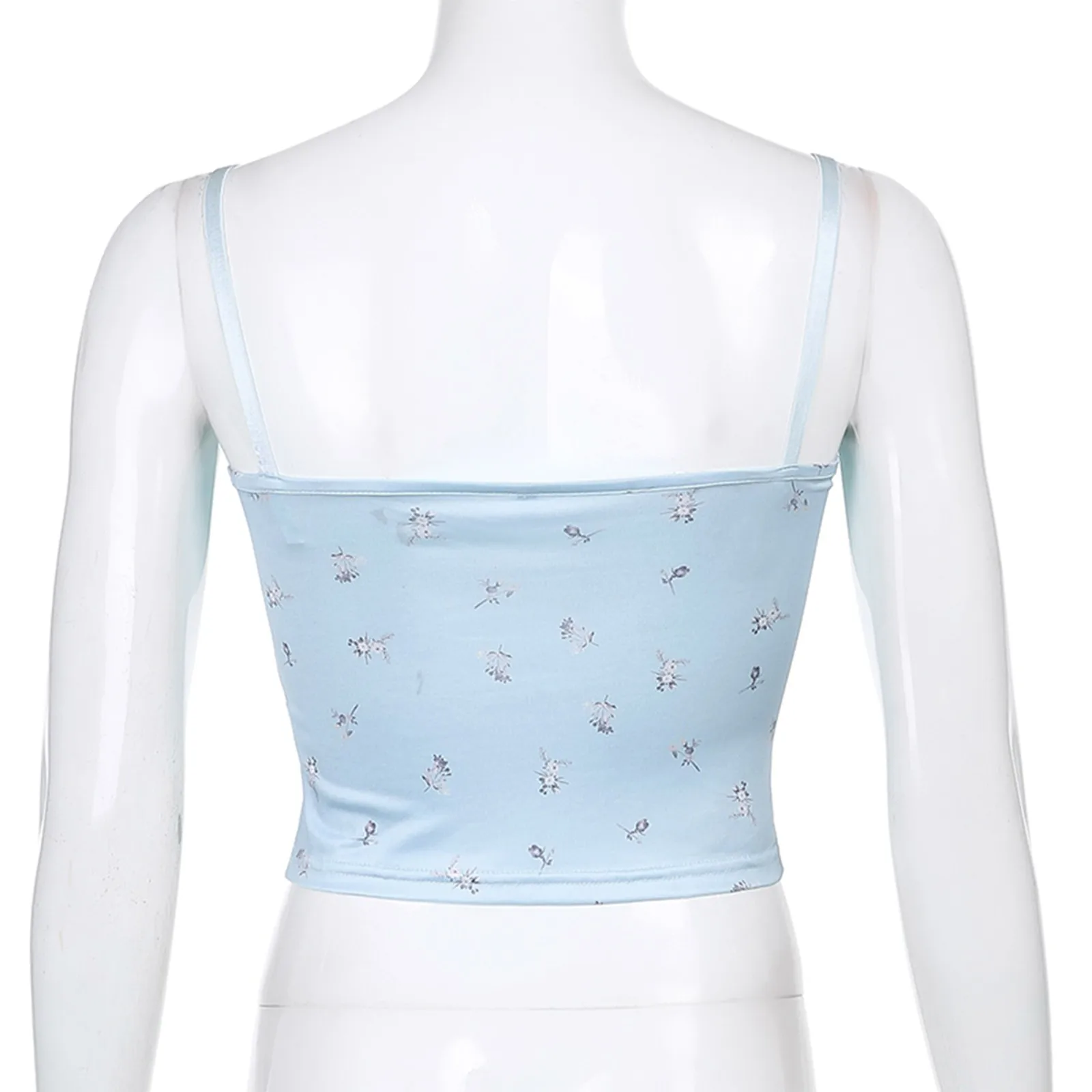 

Lmiss Y2K Aesthetic Cute Flower Tops Women Lace Trim Vintage 90s Kawaii Women Clothes Structure Stitched V Neck Sexy Corset Top