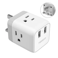 tessan uk to us plug adapter with 3 american outlets and 2 usb charging ports 5 in 1 travel usb wall charger for phone tablet