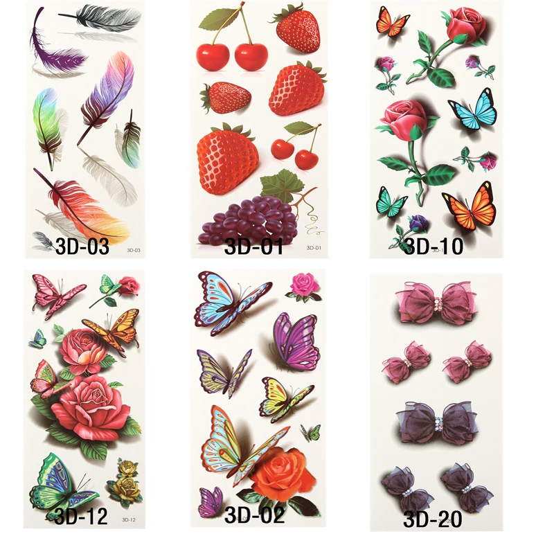 Водостойкие Временные татуировки 3D для женщин и девочек рукав боди-арта наклейки