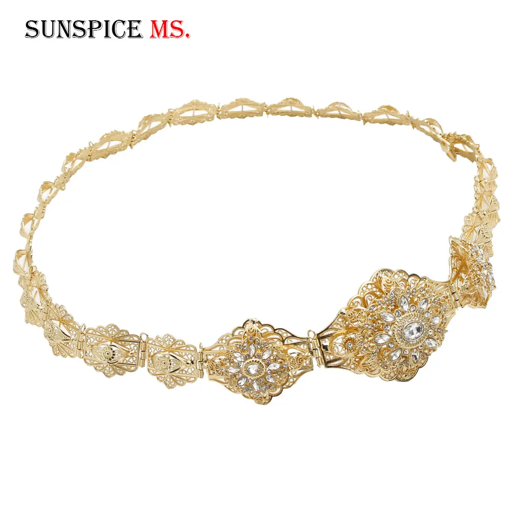SUNSPICE-MS Morocco Caftan металлический пояс для женщин Золотой Серебряный цвет вечернее платье со стразами свадебная цепочка на талии маскарадное Ювелирное Украшение