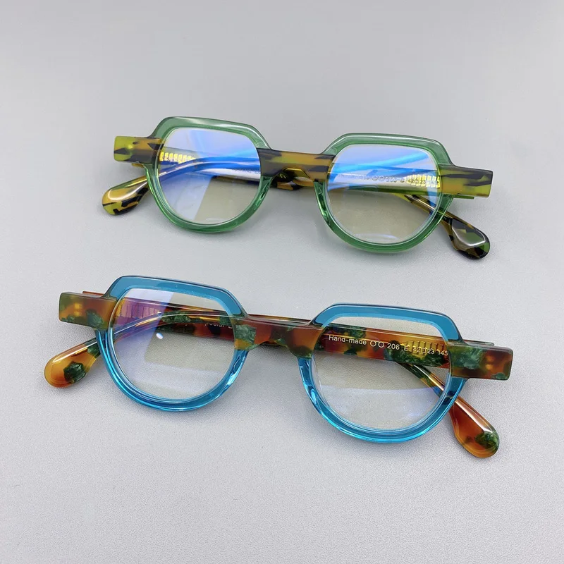 Handmade Vintage Glasses Frame Men Women Acetate Retro Irregular Transparent Glasses Man Optical Eyeglasses Frames Clear Eyewear
