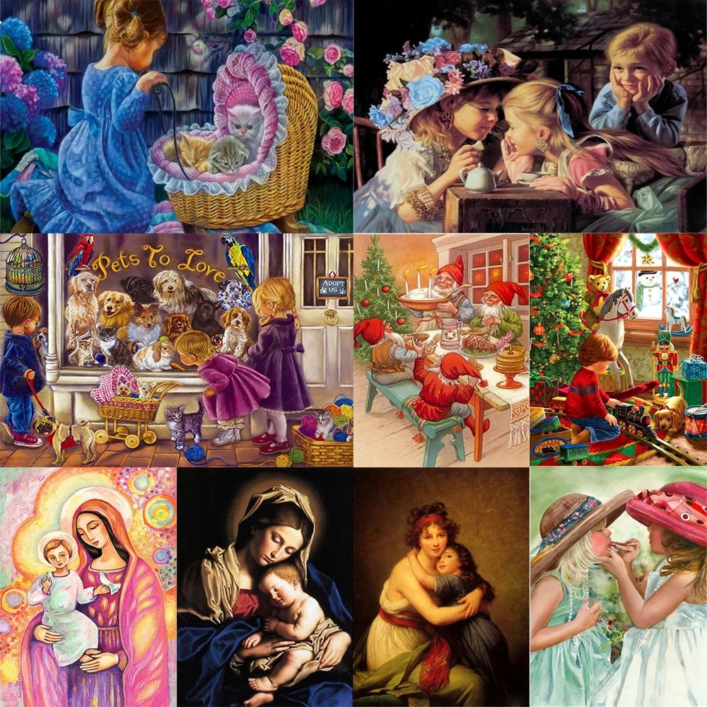 5D DIY Искусство алмазная живопись для мамы и дочки детский с рисунком Алмазная