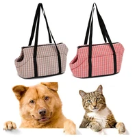 dogs cats carrying plaid shoulder bags oxford cloth bags outside travel puppy cats handbag portable breathable dog carriers bags