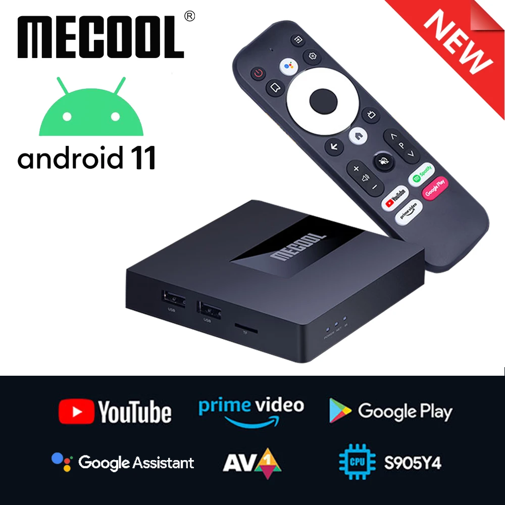 

ТВ-приставка Mecool Android 11 KM7 A TV Google Certified 4 Гб 64 Гб Amlogic S905Y4 DDR4 Android TV 5G WiFi Youtube 4K Netflix телеприставка