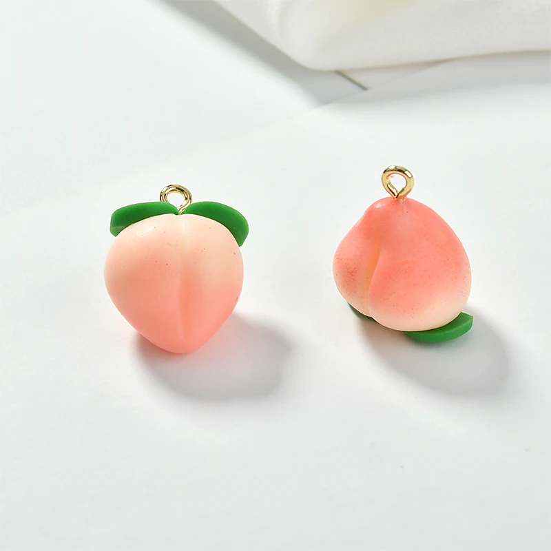 30 шт. 3D фрукты форма персика Полимерная глина Смола Кабошон подвески DIY Серьга ожерелье браслет кулон орнамент Шарм