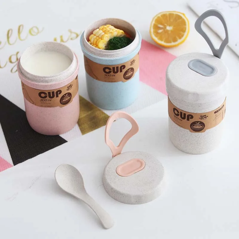 300 мл здоровая пшеничная суповая бутылка 2 слоя микроволновая печь Студенческая