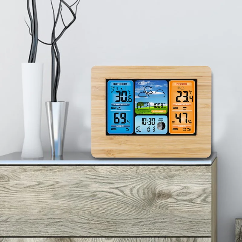 

Digital Wall Desk Alarm Clock ABS Weather Station Thermometer Hygrometer Wireless Sensor Weather Forecast Multi-tools For Home