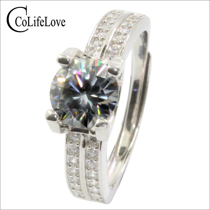 Классическое дизайнерское моиссанитовое кольцо для свадьбы 7 мм круглое