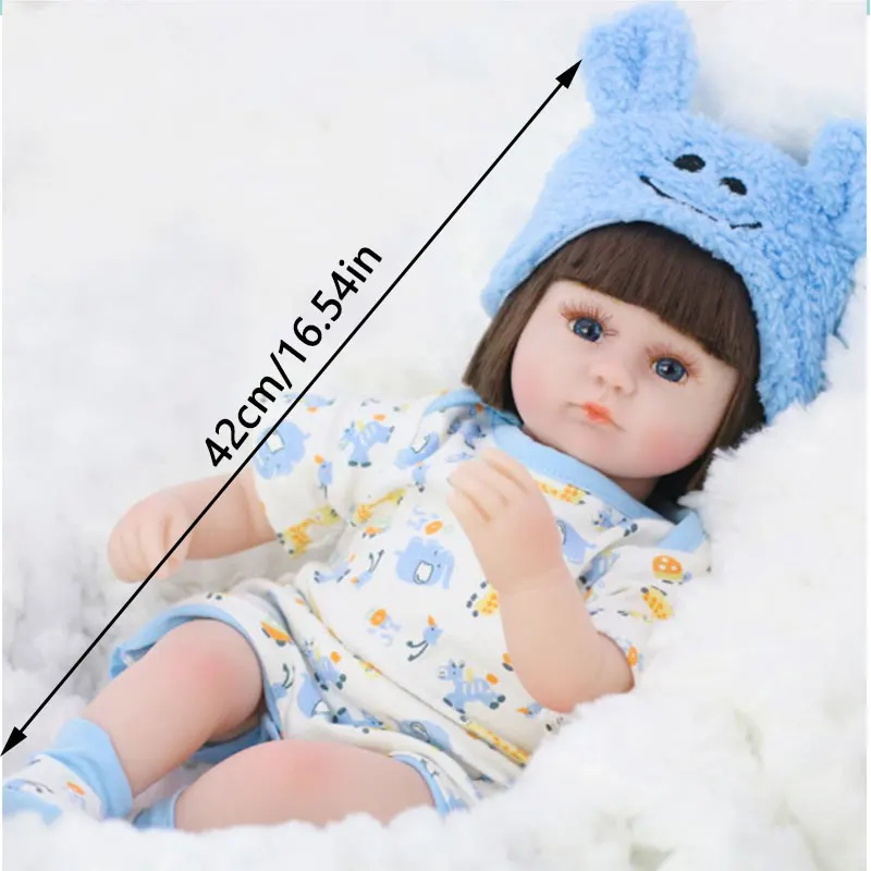 

17'' Lifelike Silicone Reborn Baby Doll Cute Girl Doll Accompany Birthday Gifts