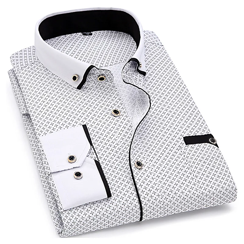 

Рубашка мужская повседневная с длинным рукавом, модная деловая классическая, приталенная, с принтом, мягкая и удобная, 2023