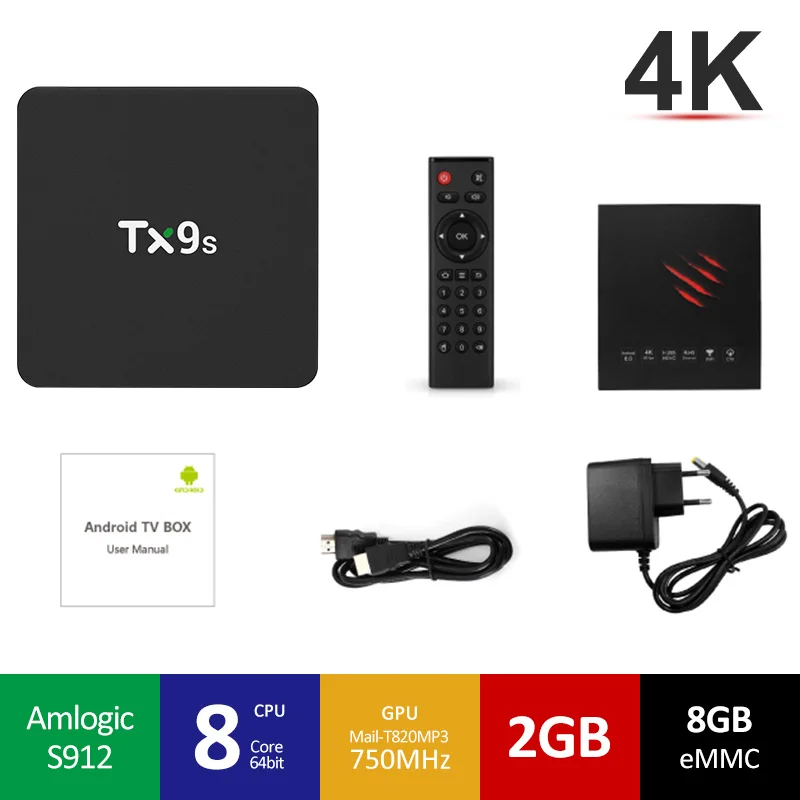 ТВ приставка Tanix TX9S Amlogic S912 2 Гб ОЗУ 8 ПЗУ 4 ГГц Wi Fi 1000 м LAN Android 7 1 4K H.265|ТВ-приставки и