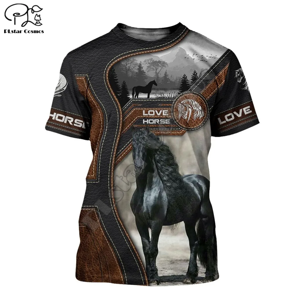 

PLstar Cosmos Beautiful Horse 3D Printing Fashion Animal Harajuku Summer T-shirt Fun Short-Sleeved Top Street Unisex Style-4