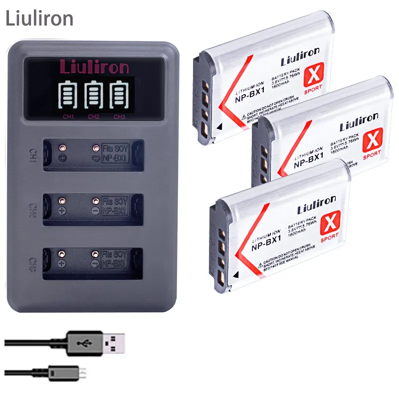 3x bateria NP BX1 NP-BX1 батареи npbx1+ 3 лота USB зарядное устройство для sony HDR-AS100v AS30 AS15 HX400 WX350 RX1 RX100 RX100iii M3 AS100V