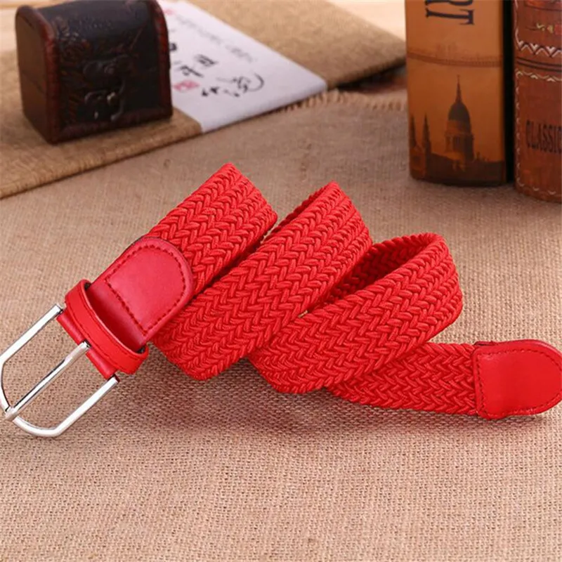 

Mens Womens Elasticated Belts Canvas Stretch Elastic Braided Waist Belt Buckle