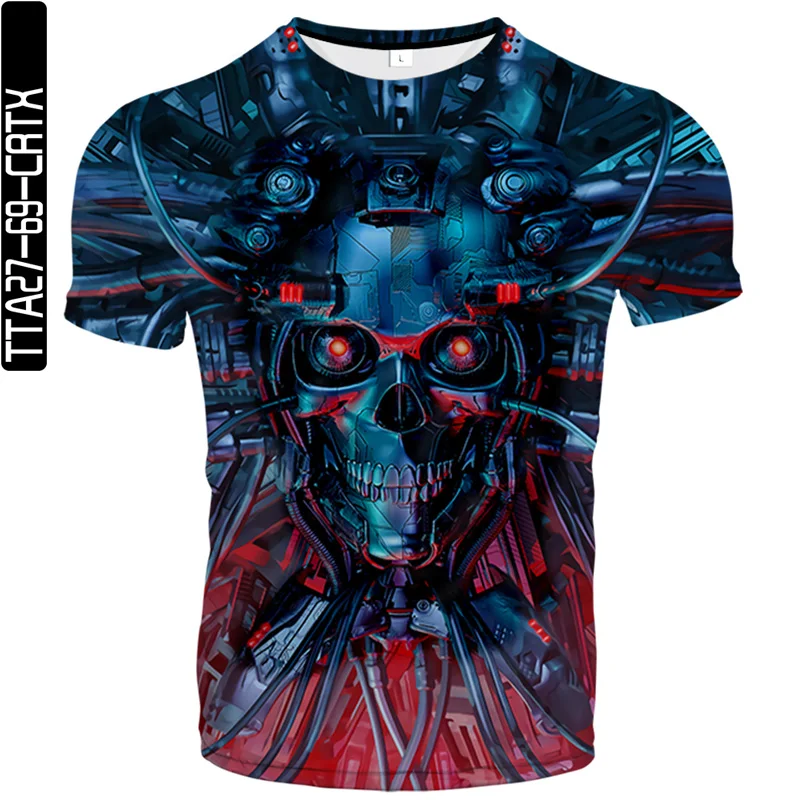 

Fashion summer T-shirt men 2021 3D skull printing men's T-shirt breathable streetwear stitching printing T-shirt men's size