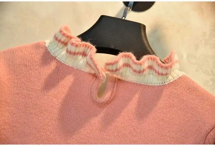 

Autumn Spring 2021 women's ruffles pearls beading sweaters fashion women high quality embroidery pullovers sweater C529