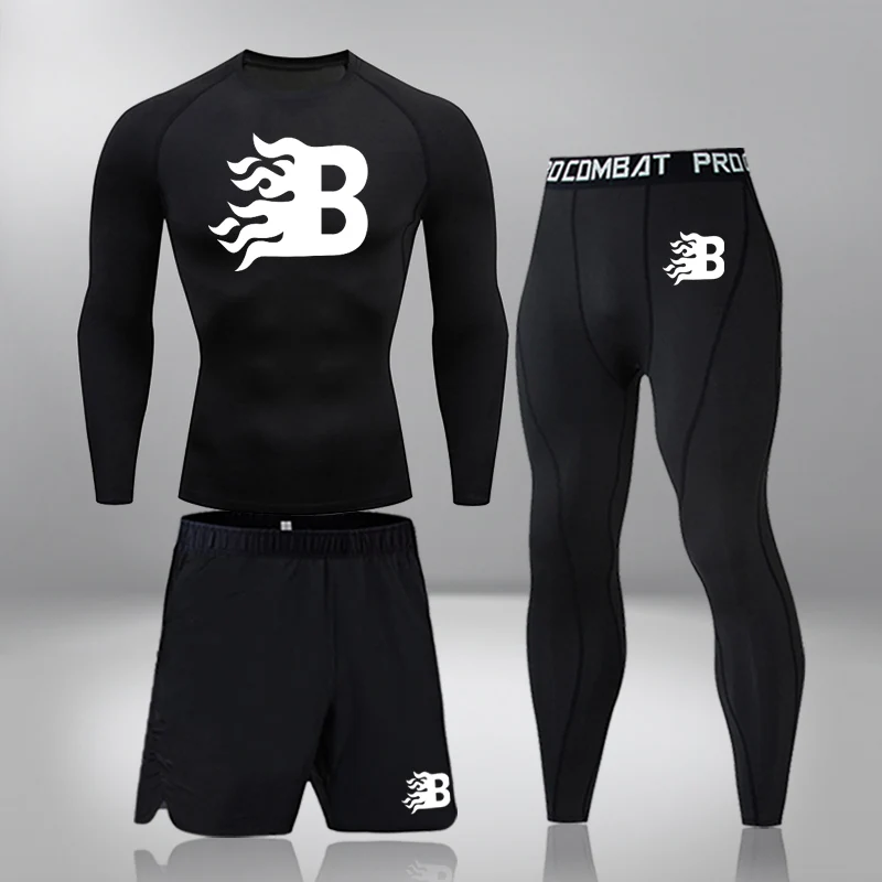 

Tracksuit Thermal Underwear Men Winter Fast Dry Mid Elastic Long Underwear Heat Pack Men Warm 3 Piece Set Ski Sport Gym Fitness