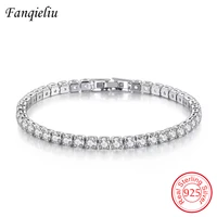 fanqieliu real 925 sterling silver bracelet for women jewelry gift wedding square crystal link buckle chain bangles fql21432