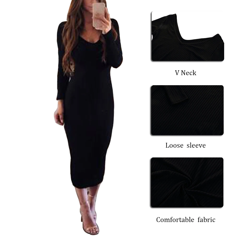 CALOFE модное Брендовое новое трикотажное платье-свитер женское 2019 сексуальное