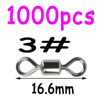 1000pcs size3 1000 шт 8 Форма медный Вращающийся шарнир для рыбалки поворотный оснастки двойное твердое кольцо рыболовные снасти для троллинга Джиги Крючки - Цвет: 1000pcs size3