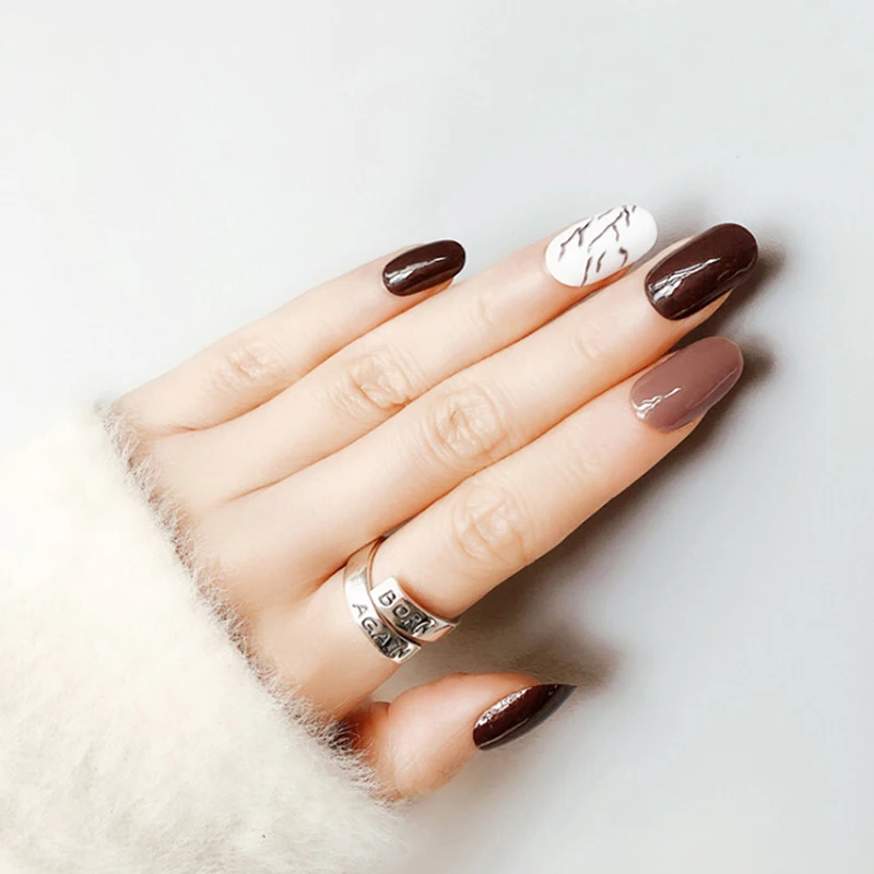 24 шт./компл. модный стиль Готовые накладные ногти круглые/квадратные насадки для