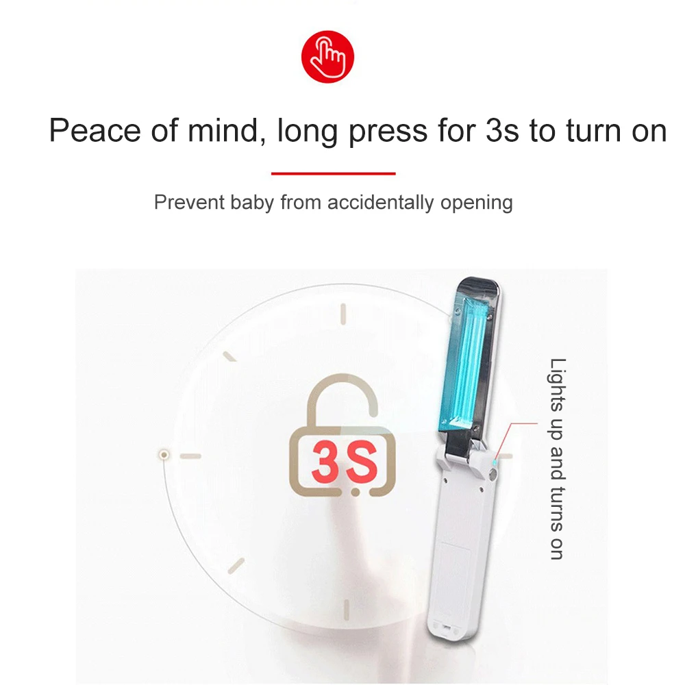 

6V Ultraviolet UV Disinfection LED Lamp Sterilization Lamp Portable Handheld Folding Home Travel UV Light Disinfection Sterilize