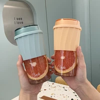 creative fashion couple cup adult high temperature resistant plastic pure color simple girl portable cup coffee mug