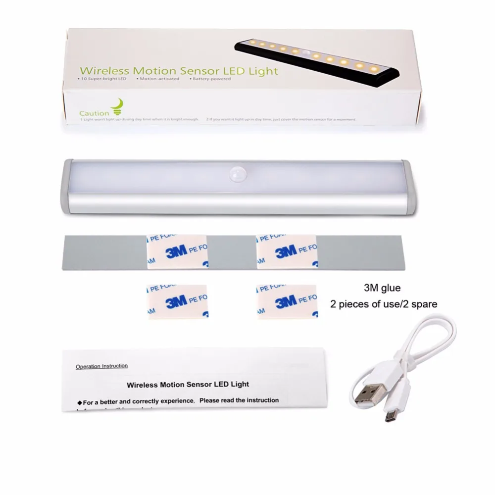 ZMJUJA перезаряжаемая Ночная Светодиодная лампа с пассивным ИК датчиком движения