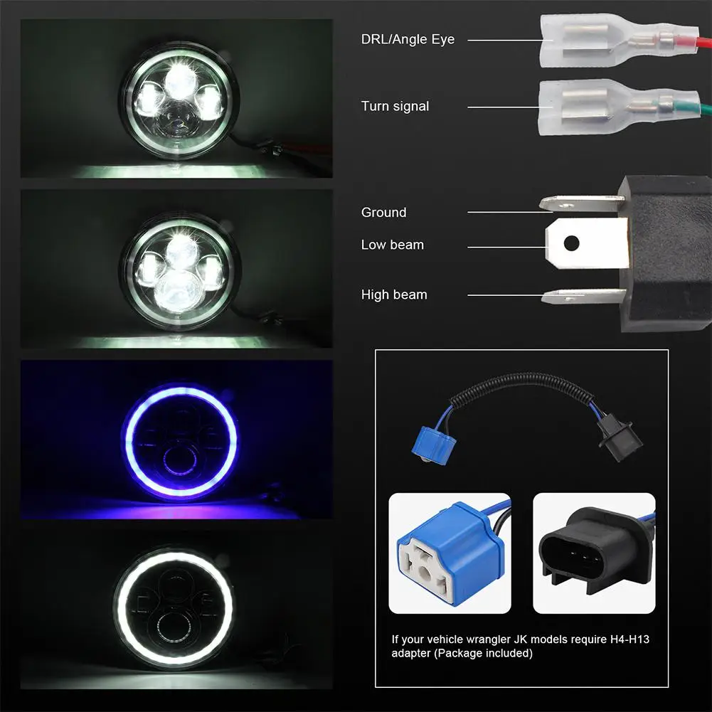 

7inch 150W 15000LM 8000K Working Lights LED Headlights Car Accessories 9-30V Work Lamp Headlight Bulb for Jeep Wrangler