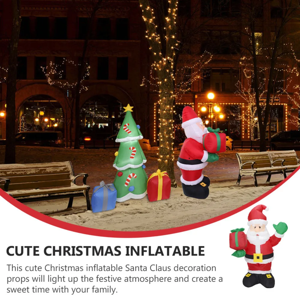 

Inflatable Santa Claus Adornment Xmas Decoration Festival Supply (Plug)