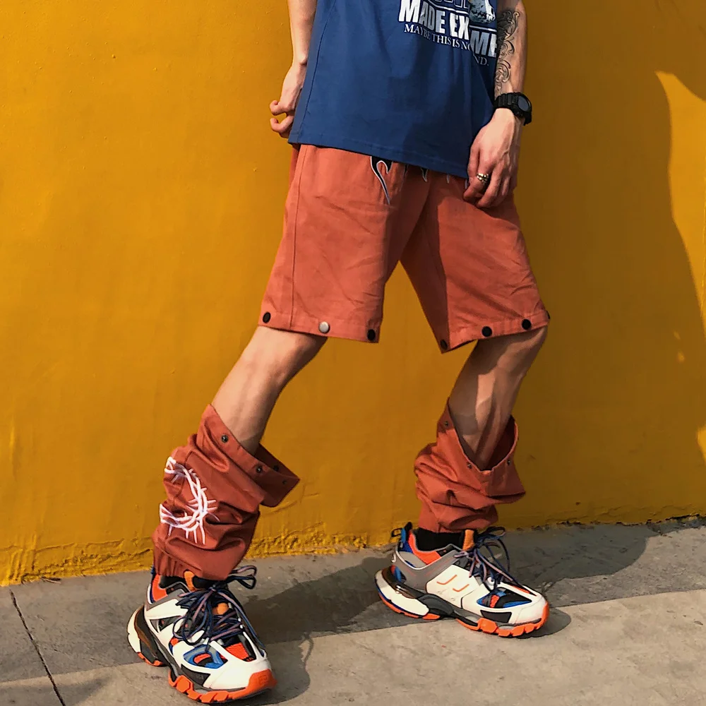 Уличная Брюки для женщин и мужчин два стиля брюки трансформеры свободные хип хоп