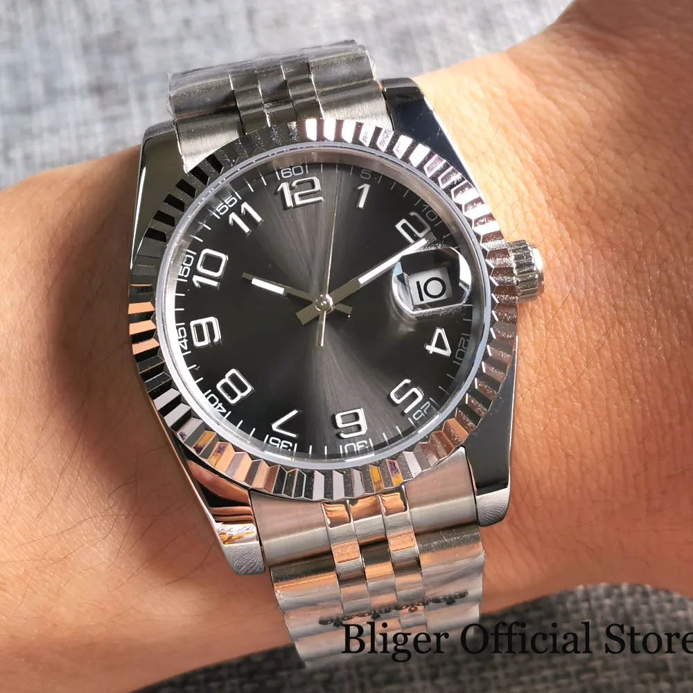 Часы мужские автоматические с сапфировым стеклом 36 мм 21 юбилейный браслет 8215 -