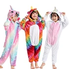 Новые зимние фланелевые пижамы-Кигуруми для маленьких девочек, детские комбинезоны, пижама с животными из мультфильмов, пижама для мальчиков с единорогом