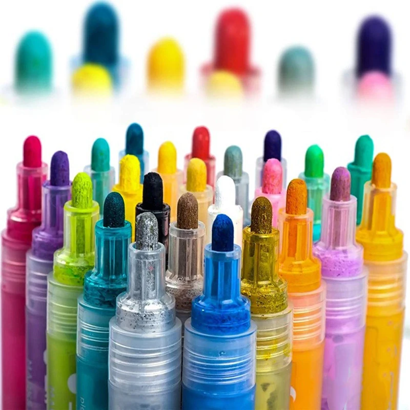 

12/24 Colors Acrylic Paint Pens Markers Set Fabric Painting Acrylic Drawing Pens For Rock Painting Fabric Photo Album DIY Craft