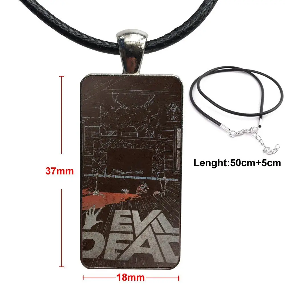 

For Christmas Gift Fashion Glass Cabochon Pendant Rectangle Necklace Choker Necklace Jewelry Evil Dead In Book Of The Dead Soft