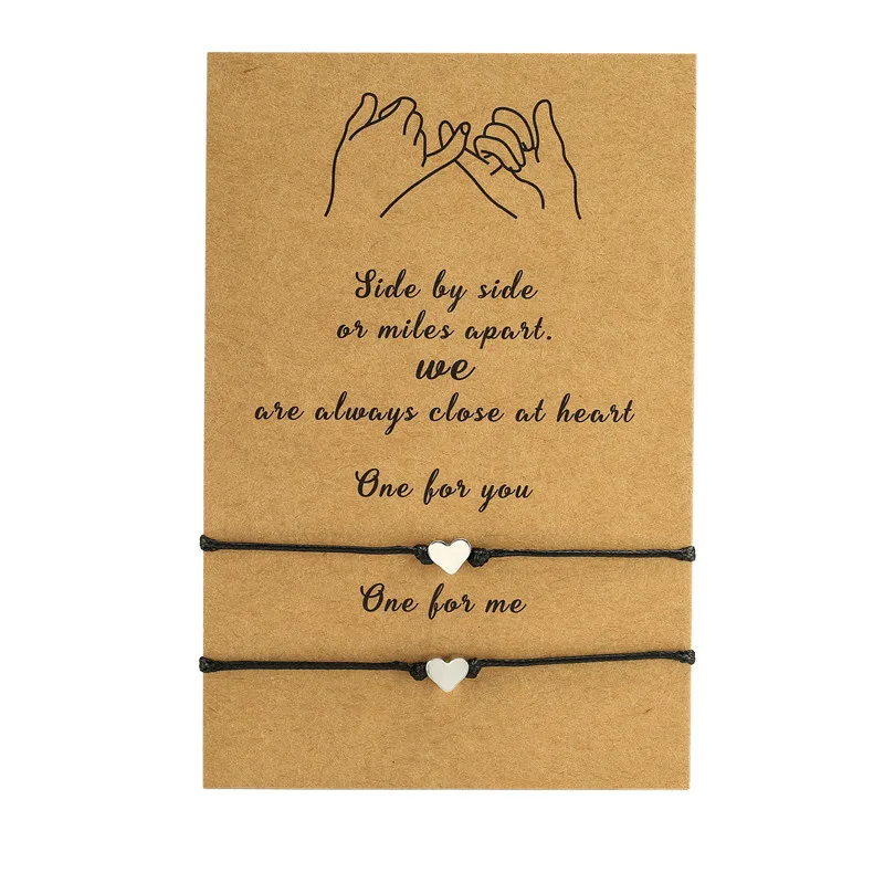 Новый модный плетеный черный браслет в форме сердца для женщин и мужчин 2020 хит