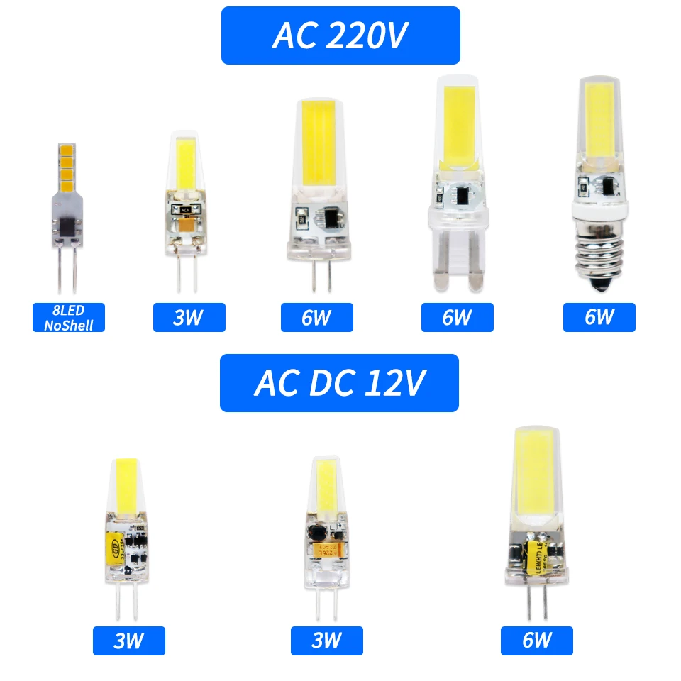 COB затемнения g4 светодиодный лампы g9 светильник лампочка e14 светодиодные AC/DC 12V 220V