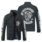 Мужская куртка SONS OF анархии с принтом логотипа, кардиган на молнии, куртки, модная облегающая Повседневная бейсбольная форма, байкерская куртка, верхняя одежда