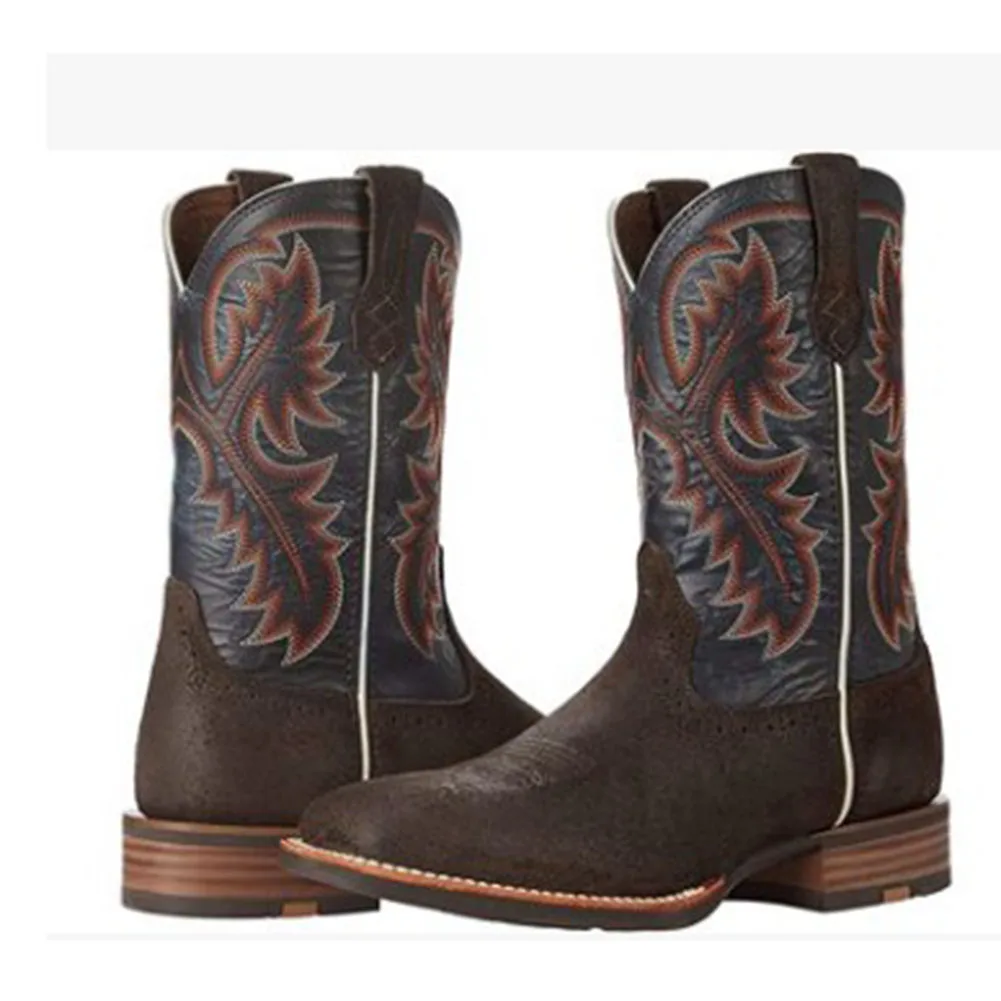 

KarinLuna Western Boots Platform Square Heel Slip-On Med Heel Ankle Boots Rome 2021 Winter Comfy Mid-Calf Women Boots Shoes