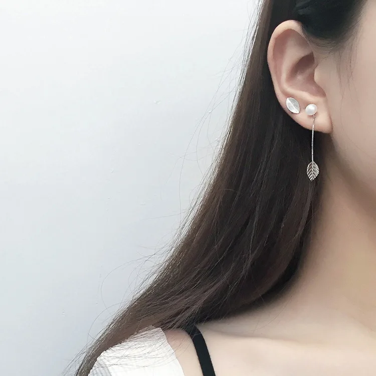 

2019 Korean New Elegant Asymmetric Long Earrings For Women Ear Line Drop Pendientes Pearl Stud Earrings Statement Earrings