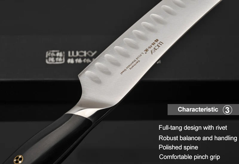 Нож шеф-повара Santoku, кухонный, Германия, 1,4116, нержавеющая сталь, Gyuto, Кливер для нарезки, измельчения рыбы, филе, кухонные ножи 33
