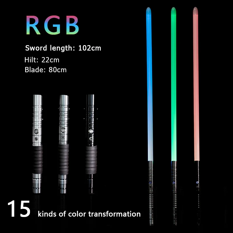 

Rgb Lightsaber Metal Handle 15 Kinds Of Color-changing Lightsaber Duel Stage Performance Luminous Toy Sword Christmas Gift 104cm