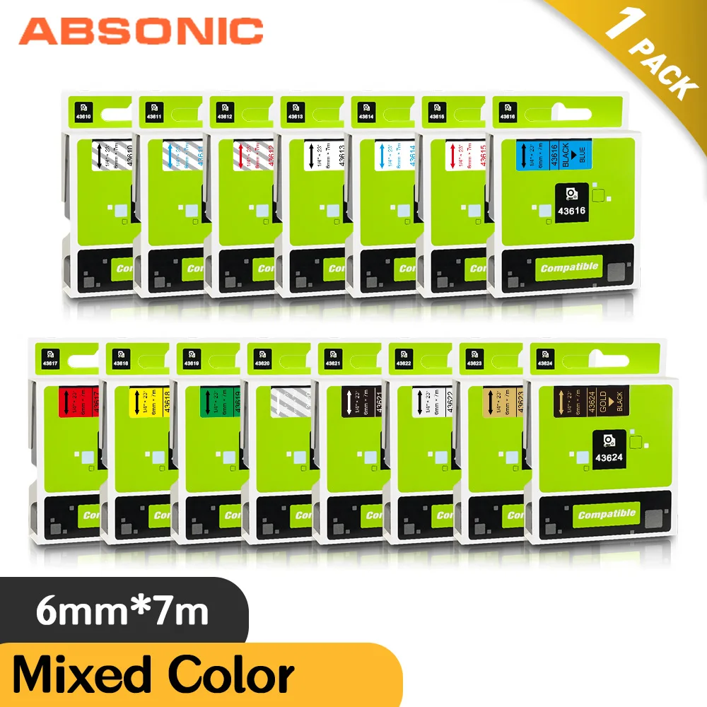 

Absonic Label Tape 6mm Compatible DYMO 43613 43617 43618 43610 43614 43615 43616 Printer Ribbon For DYMO LM 160 280 Label Maker