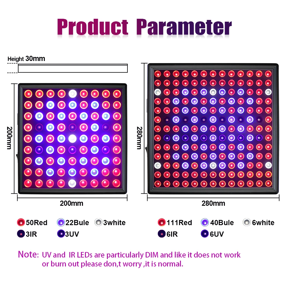 Растут светильник светодиодный полный спектр завод Фито лампа AC85 265V штепсельная