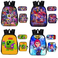 stars game wild fighting cartoon schoolbag three piece set teens anime backpack childrens schoolbag pencil bag satchel