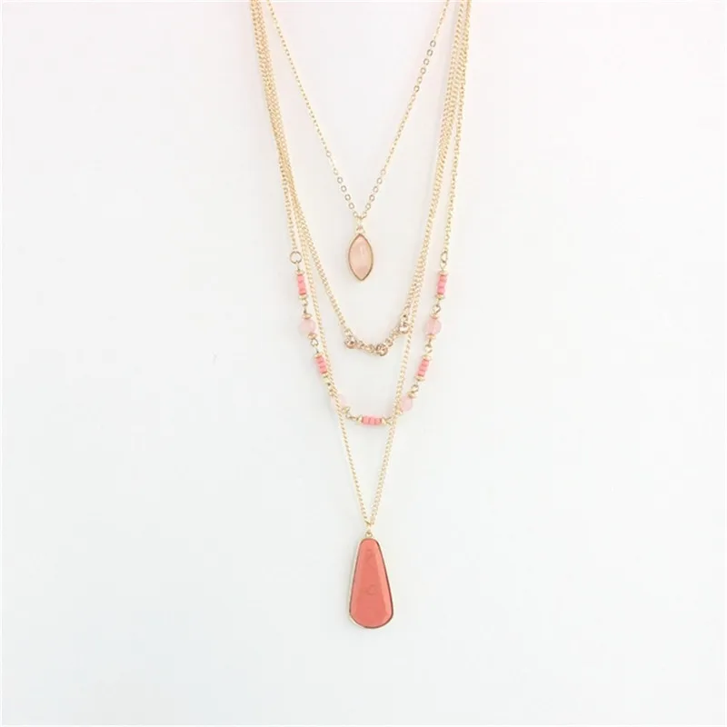 Новое многослойное ожерелье XQ из цинкового сплава с цветными бусинами модное